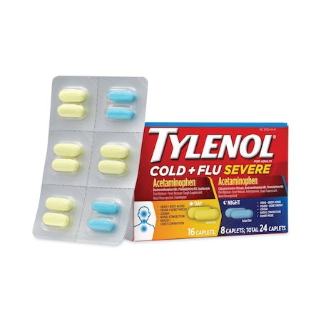 Tylenol Cold and Flu Severe Day and Night Caplets, 24 Caplets, PK3, 3PK 22000859